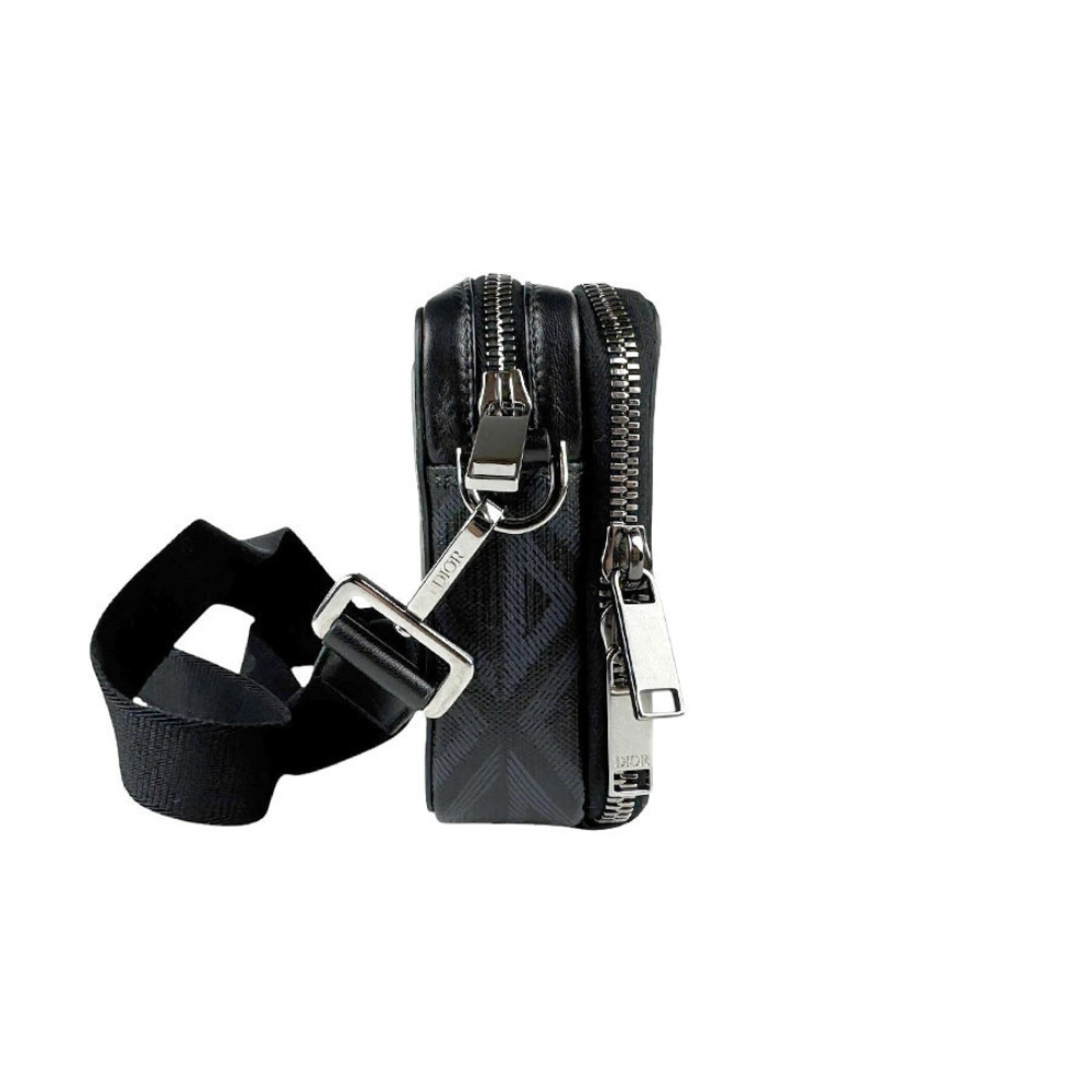 Dior Christian leather shoulder gray black  bag Gray Black